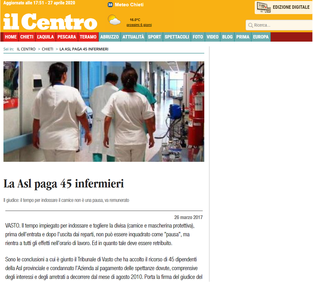 asl paga 45 infermieri